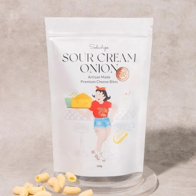

As23 Sodachips BIG SIZE Sour Cream Onion Cheese Bites Snack 150g Low Calorie | Gluten Free | No MSG | Healthy Snack | Halal | Vegan Friendly | Rak Sebelah Berkualitas