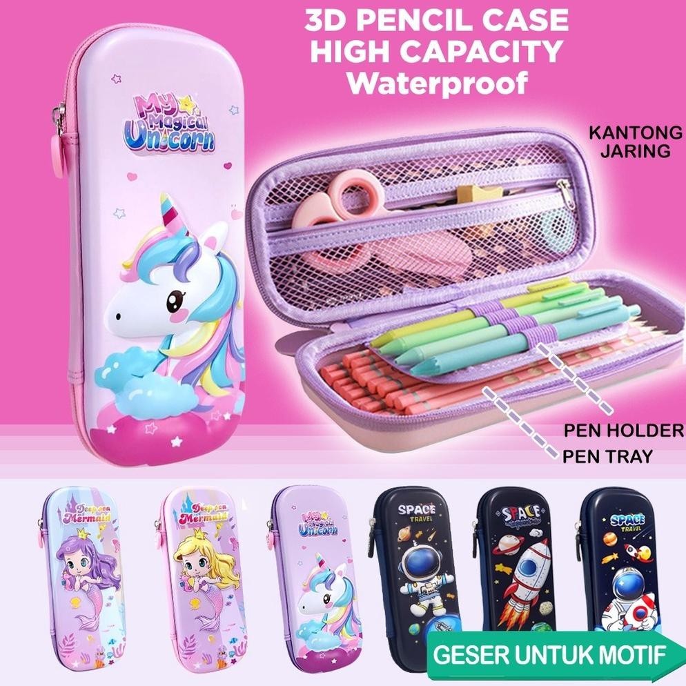 

TERLARIS Kotak pensil 3D timbul Unicorn motif timbul Tempat pensil Pencil Case Kado Ultah Anak hadiah ulang tahun anak perempuan kotak pensil rabbit a-81