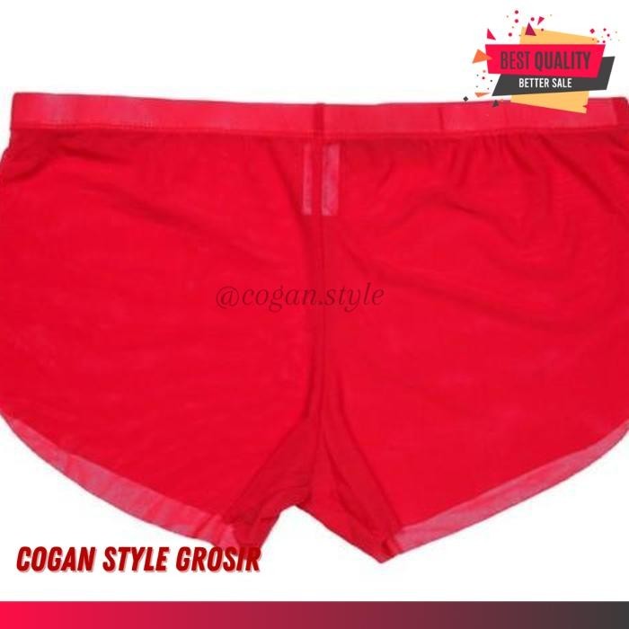TRANSPARENT MEN BOXER PRIA CELANA BOXER TRANSPARAN RED