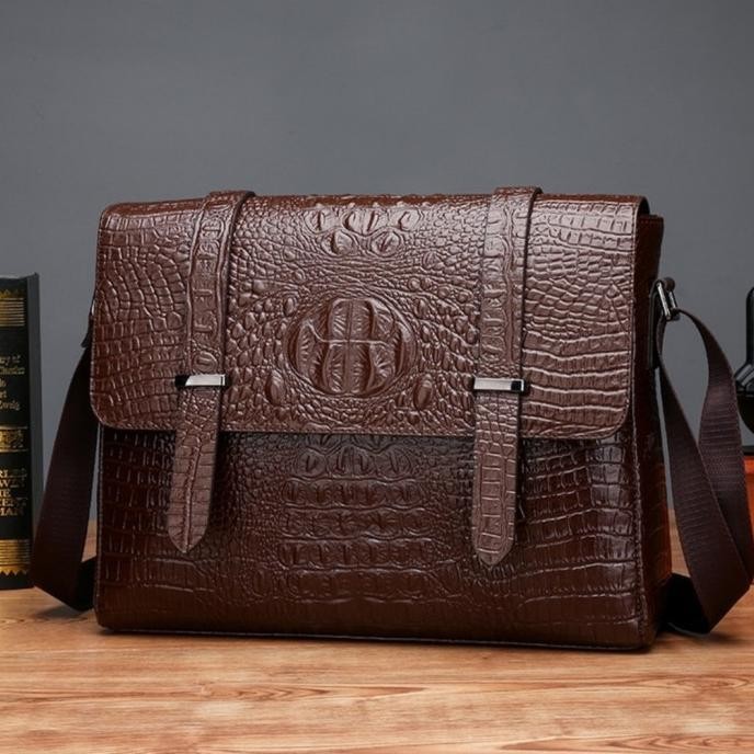 Tas Slempang Selempang pria kulit Besar / Tas Laptop Pria Kulit Buaya