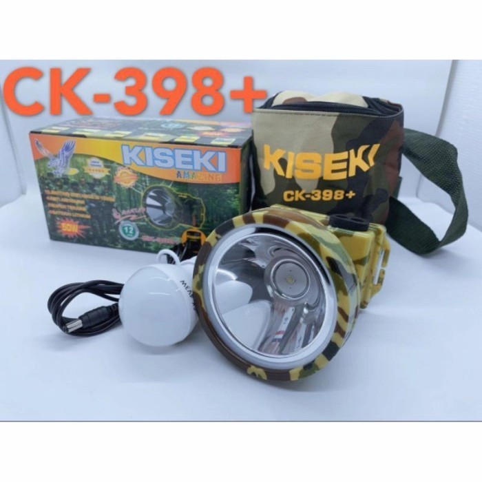 SENTER KEPALA KISEKI CK 398+ ORIGINAL 50 WATT TAHAN AIR HUJAN ARMY