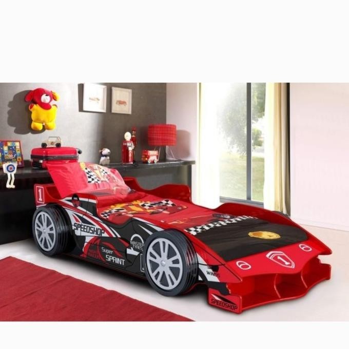 Tempat Tidur Anak Motif Mobil Balap, Kasur Single Karakter Mobil Sport