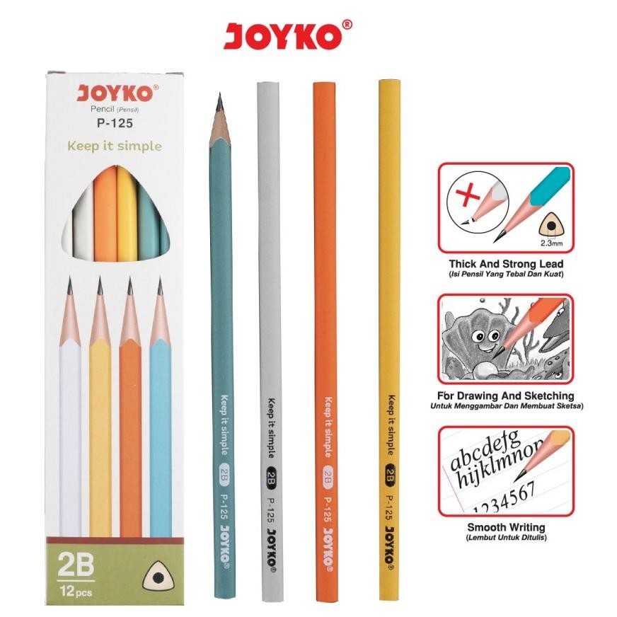 

GV23 Pensil 2B Joyko P-125 Pencil Triagonal Grip Trigonal Segita Warna Pastel - Lusinan Viral