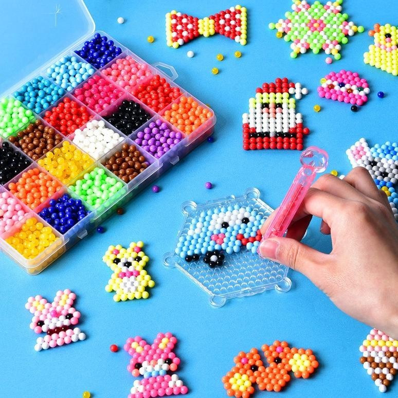 uy-23 JAKI Mainan puzzle manik ajaib Set 2200pcs diy pendidikan tempelkan manik ajaib kabut air Mura