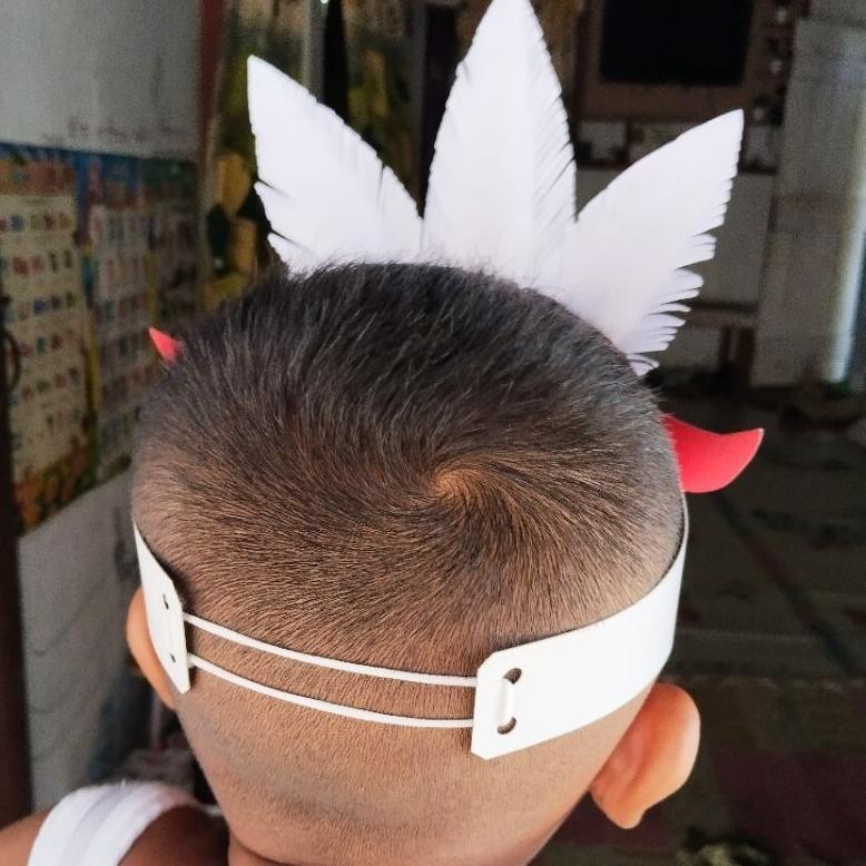 TW39 (sayap 2) Mahkota Merah putih Hiasan kepala dari kertas Handmade || Hiasan kepala untuk karnava