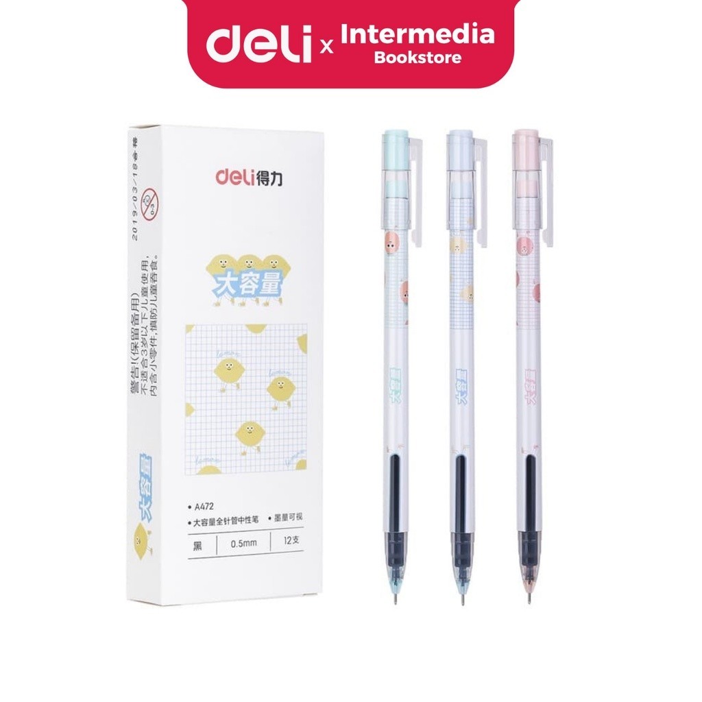 

Deli Gel Pen A472 Pulpen Gel warna Hitam 0.5mm
