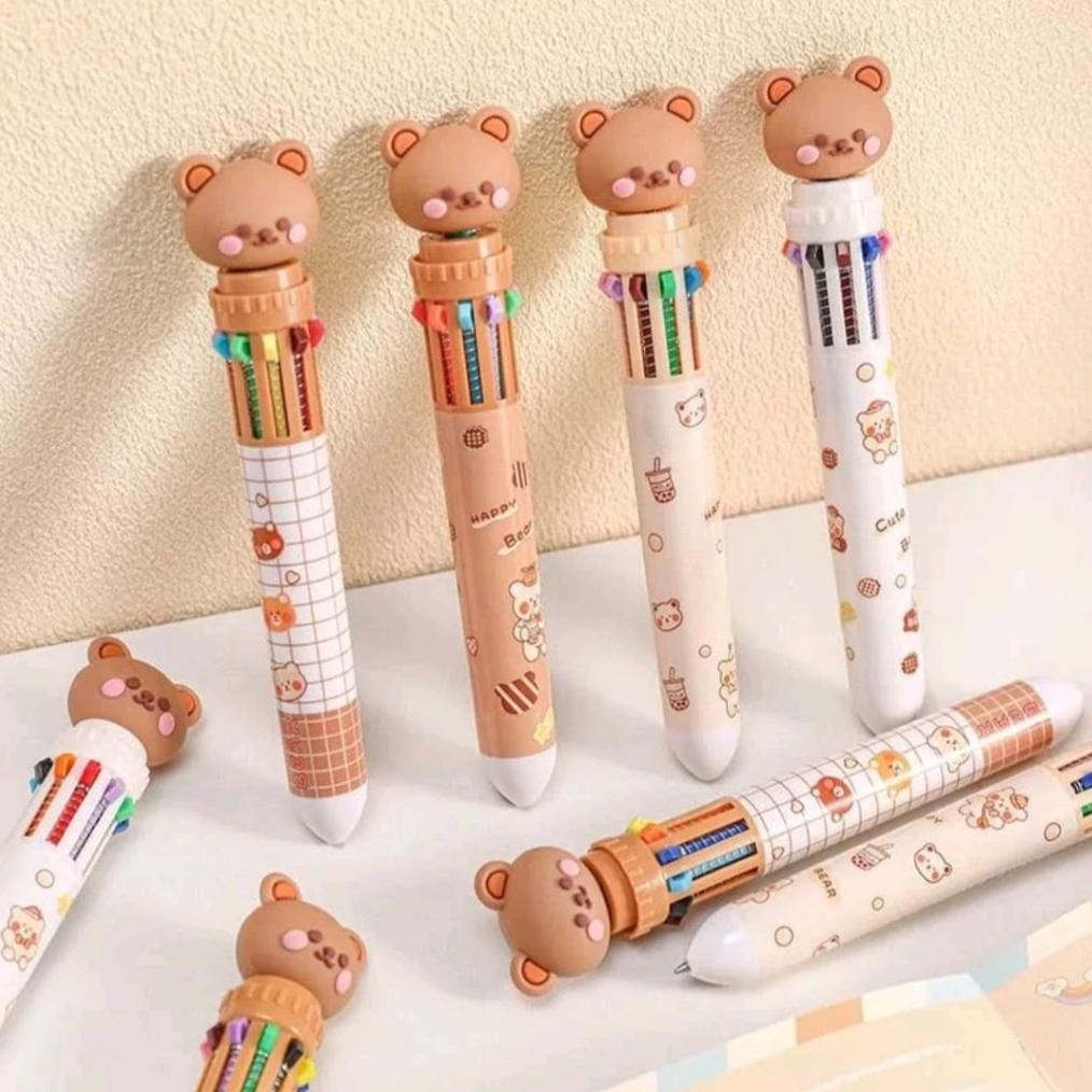

fgs-3 PULPEN 10 WARNA KARAKTER BERUANG LUCU / BOLPOIN 10 WARNA MOTIF TEDDY BEAR Termurah