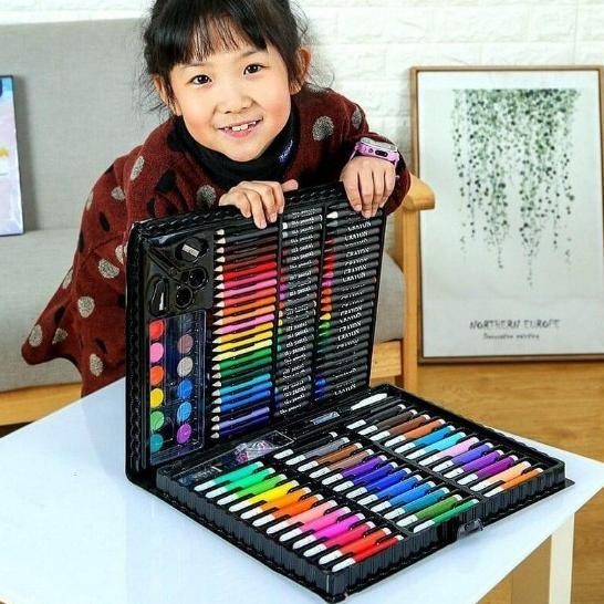 

eq-77 150 pcs Crayon Alat Lukis Anak Pensil Warna Cat Air Perlengkapan Menggambar Melukis Mewarnai Set Art Full Set pc Krayon 150pcs 150pc Pastel Pena Cat Air Kuas Termurah