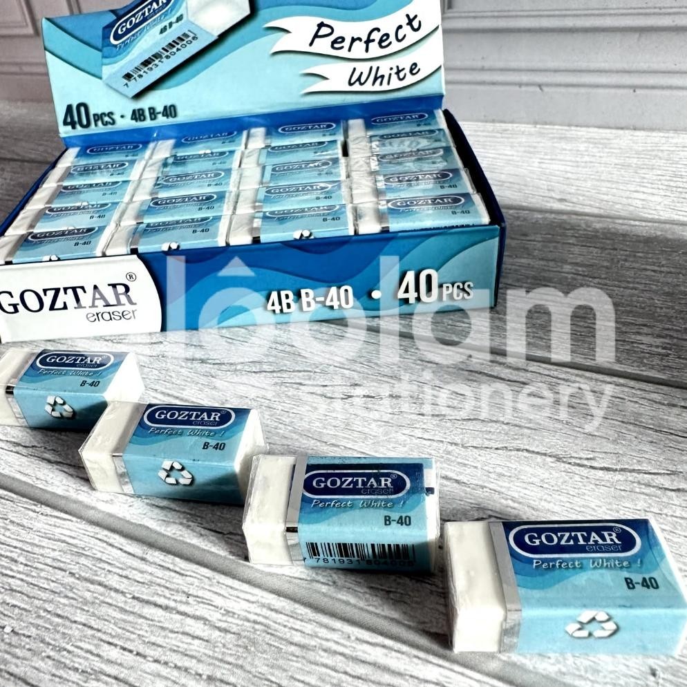 

New SATU PACK ( 40 PCS ) Penghapus Goztar / Parko Penghapus Opini Kecil Putih Terlaris