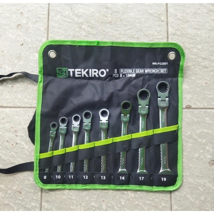 Kunci Ring Pas Ratchet Fleksibel Set 8 Pcs 8-19 / Flexible Gear Wrench