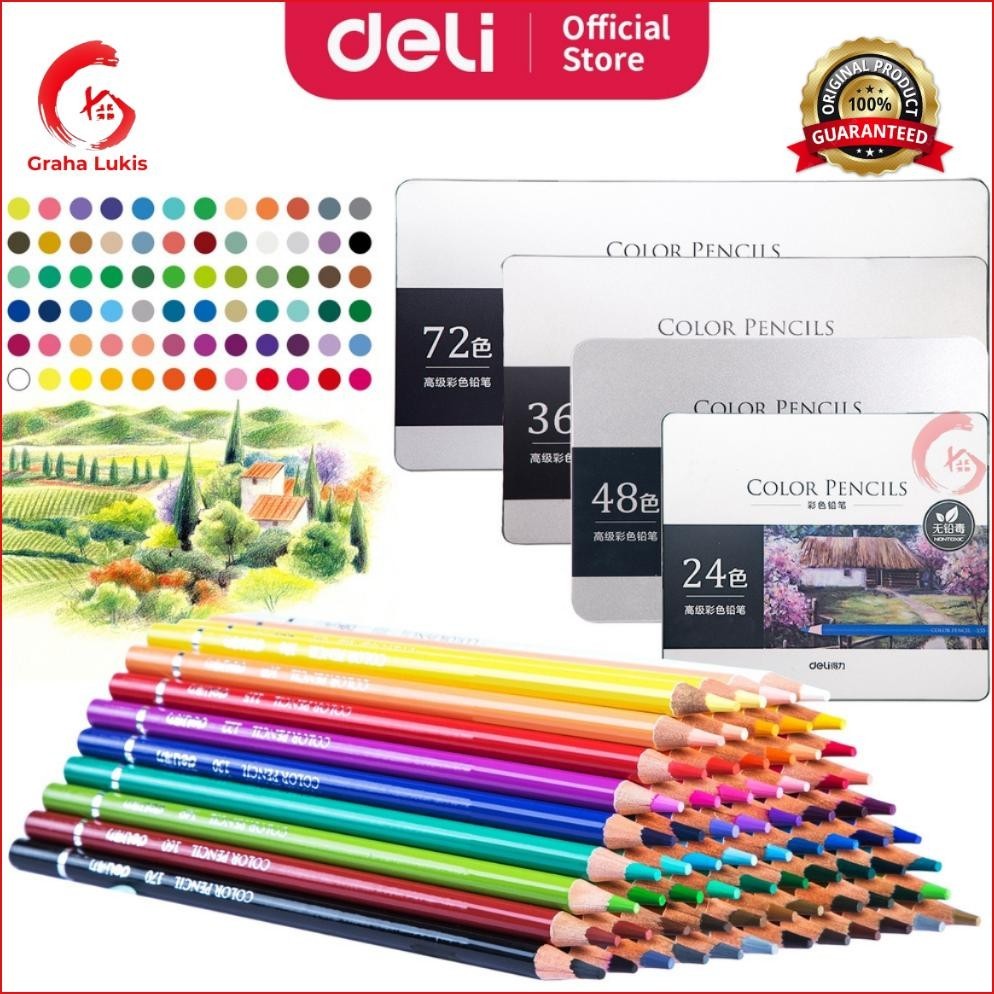

Cod Deli High-Grade Oil Pencil Color Pensil Warna Minyak 24 / 36 / 48 / 72 Terlaris