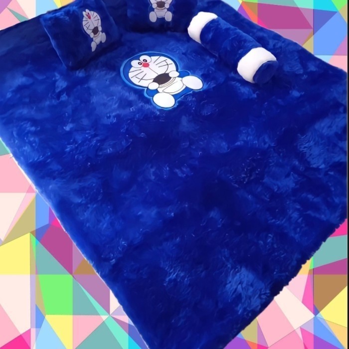 Asna Surpet Bulu Rasfur Karakter Karpet Bulu Kasur Karpet Tikar Bulu - Biru