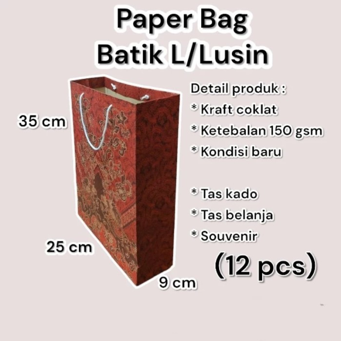 

PROMO Paper Bag Batik Besar/Lusin (12 pcs) Ukuran L 25935 cm