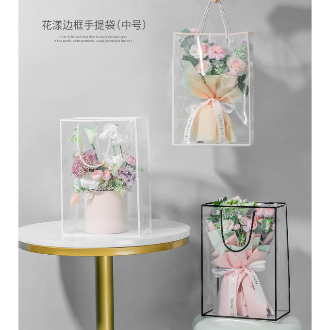 

TERMURAH Shop bag clear 1pcs Kantong plastik mika transparan bouquet bunga