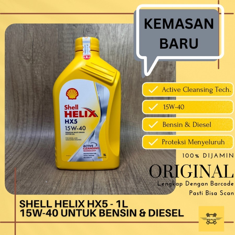 Oli Mesin Shell Helix HX5 15W-40 1 Liter - Oli Mobil Bensin & Diesel