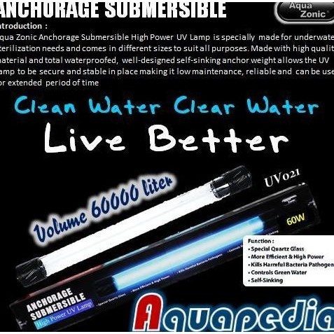 Aquazonic Uv021 Lampu Uv Celup 60Watt Anchorage High Power Uv Lamp