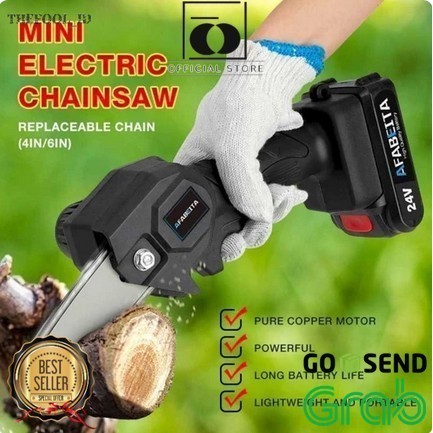 Gergaji Mesin Listrik Kayu Pohon Mini Cordless Chainsaw Baterai Senso