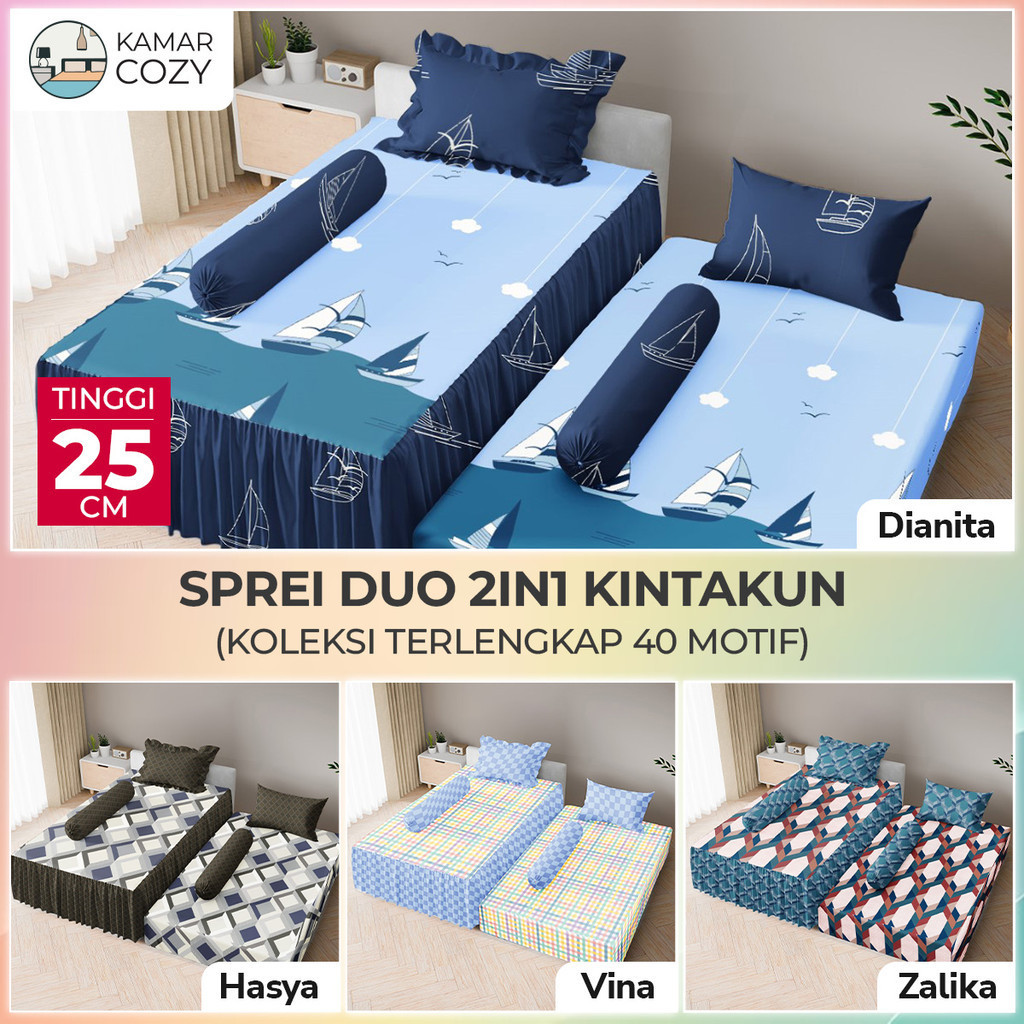 Kintakun - Sprei Kintakun Set 2in1 Single 120x200 Dluxe Tinggi 25 cm - Sprei bed sorong anak motif k