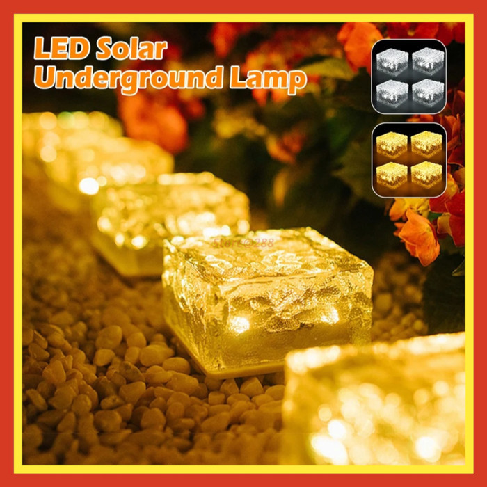 Sukaca - Lampu Hias Taman Lantai Tenaga Surya Solar Ice Glass Led Tanam Jalan