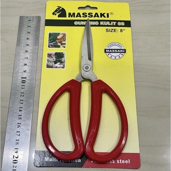 

MASSAKI Gunting KULIT kain GG MERAH STAINLESS asli 20cm serbaguna 8" A TOMS