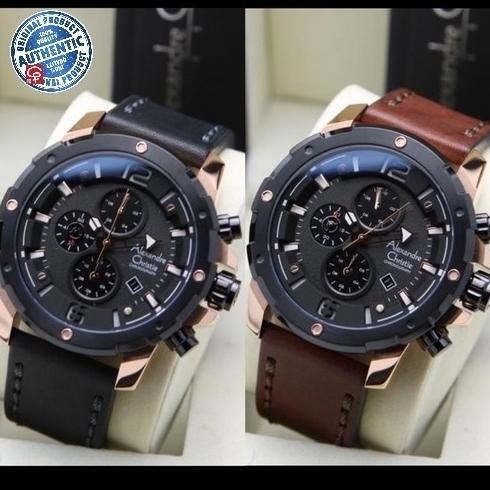 ALEXANDRE CHRISTIE AC6410 MC / AC 6410 MAN BROWN RG LEATHER JAM TANGAN