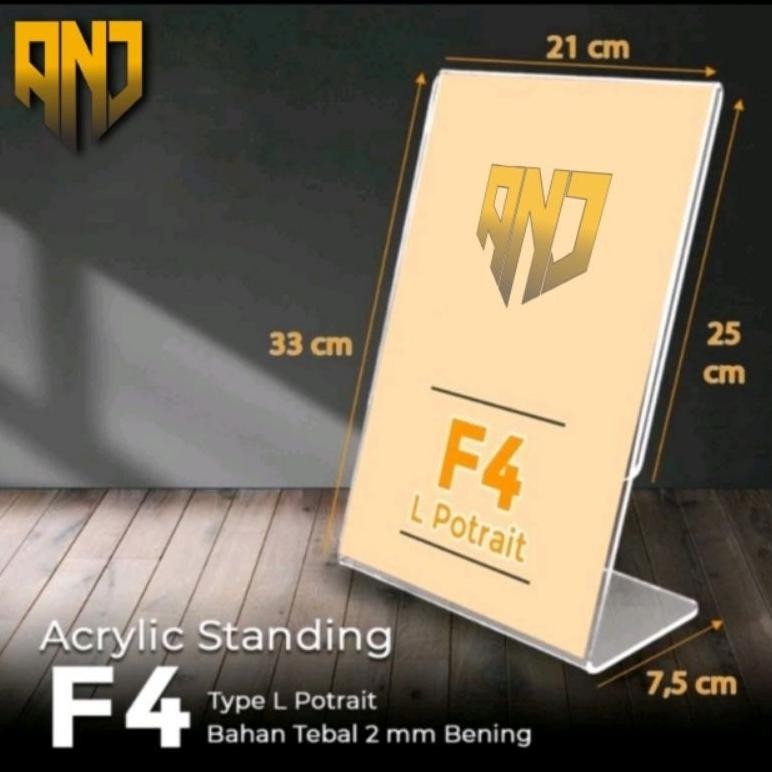 

VIRAL Akrilik Display / Card Display / Nomor Meja / tempat Brosur L Potrait F4 rd-67