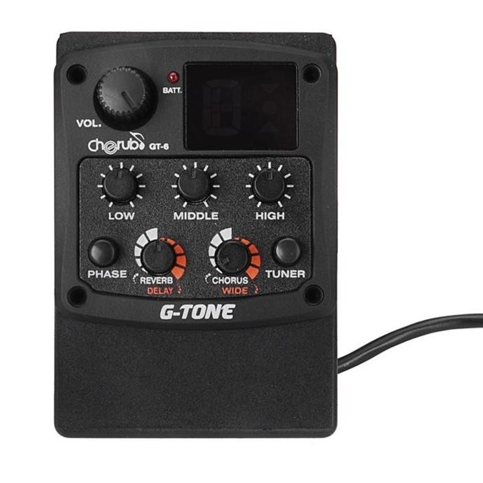 Cherub Gt-6 Preamp Equalizer 3 Band Pickup Gitar Akustik Tuner Reverb
