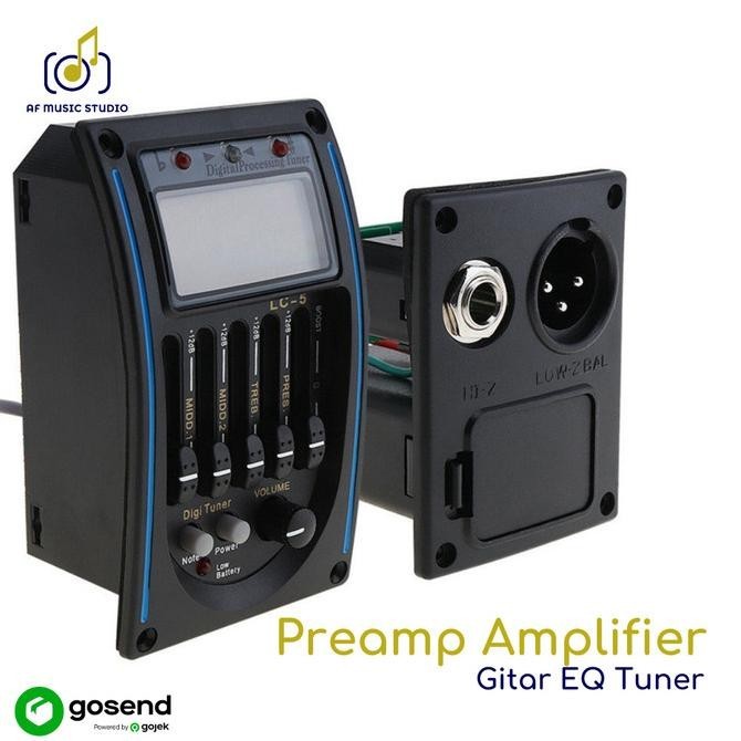 Preamp Amplifier Gitar Eq Tuner Dg Microphone Lc-5 - Equalizer Akustik