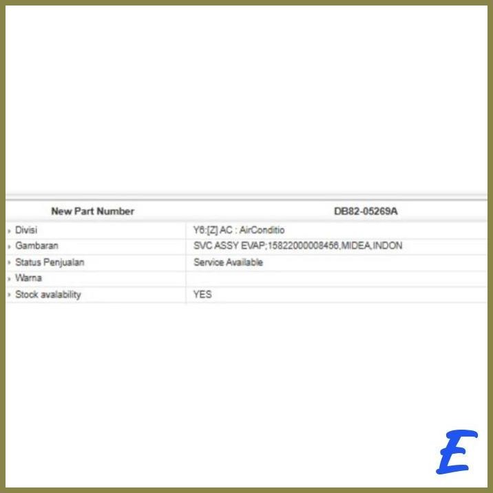 | CPE | EVAPORATOR AC SAMSUNG AR05TGHQASIN ORIGINAL DB82-05269A