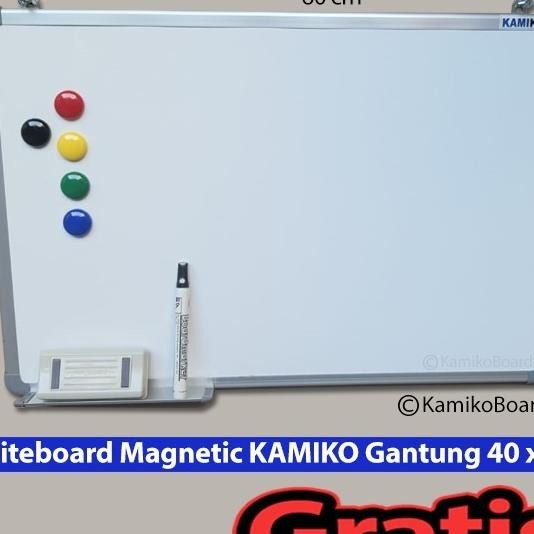 

Whiteboard Kako 40 X 60 Cm Gantung - Spidol Hitam - Magnet - Hapusan