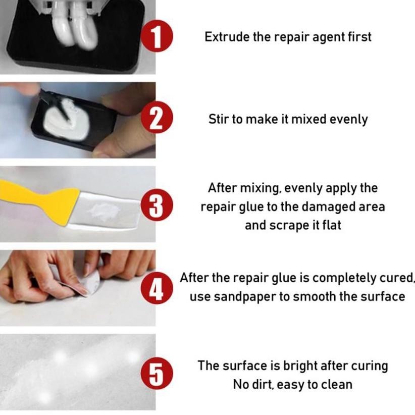 

Un04 Tile Repair Ab Lem Set Retak Repair Agent Perekat Keramik Porselen Putih Set Sale