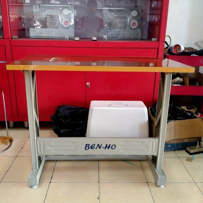 Meja Papan Jahit Mesin Portable Warna Coklat + Kaki Impor Benho