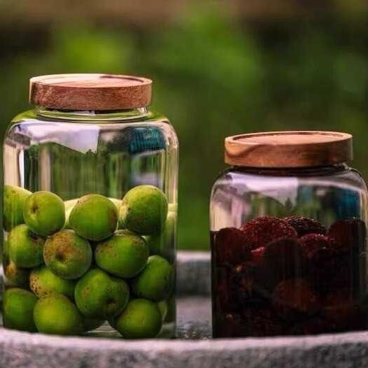 Toples Kaca Kedap Udara Besar Jumbo Tutup Kayu Unik Fermentasi Asinan KS