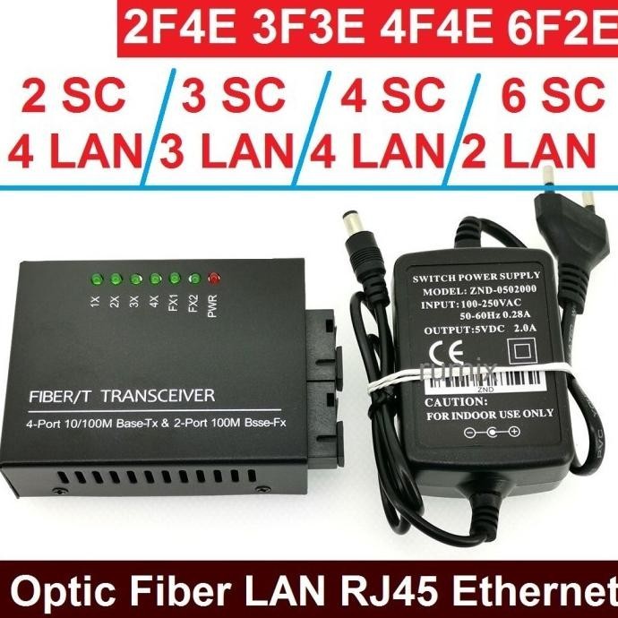 Converter 6 Port Fiber Optik FO SC Port LAN RJ45 4 6 Ethernet Switch