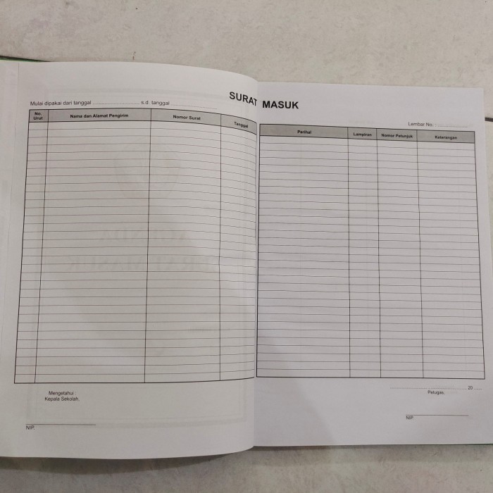 

Buku Agenda Surat Masuk