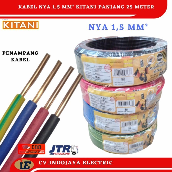 Kabel Listrik Engkel/Tunggal Nya 1,5Mm Kabel Kitani Kabel Panjang 25