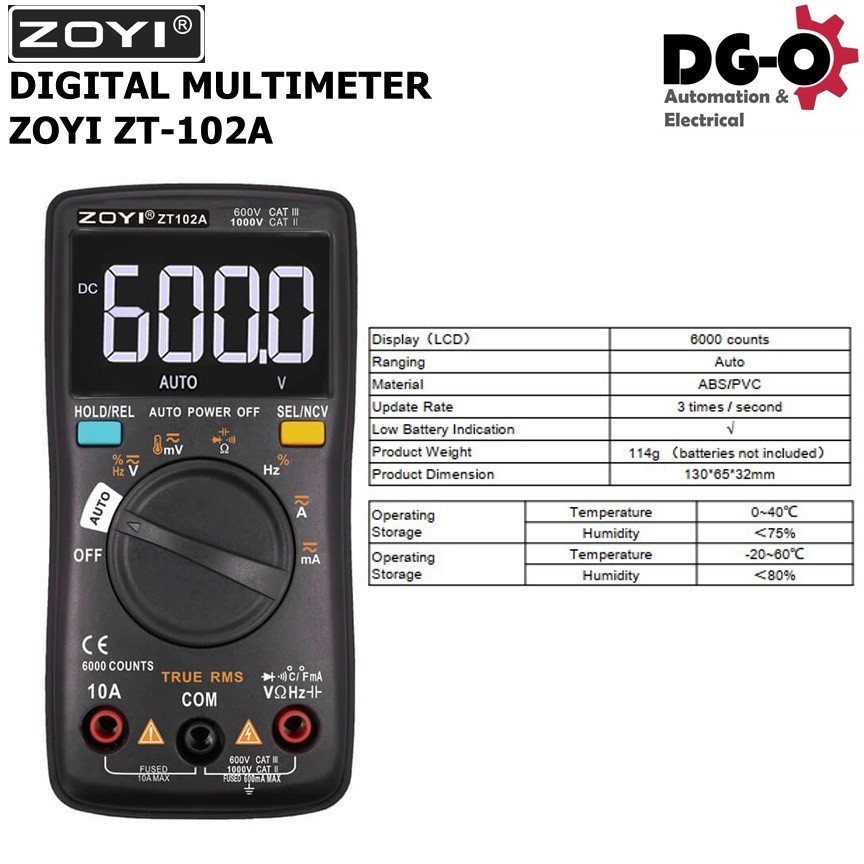 Original Zoyi Zt102A Digital Multimeter Digital Avometer Multitester Multimeter Serbaguna