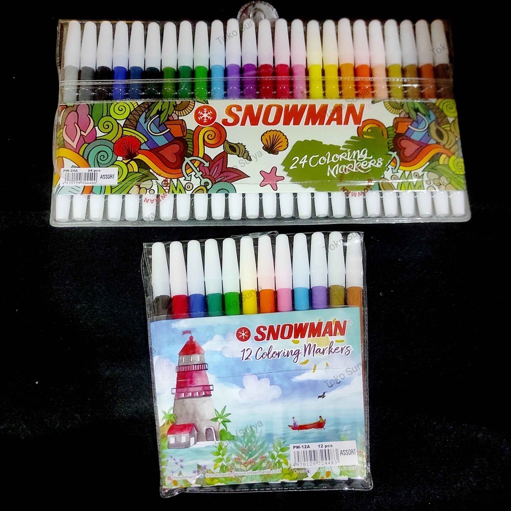 Snowman Spidol Warna Mewarnai Coloring Markers isi 12 dan isi 24 warna