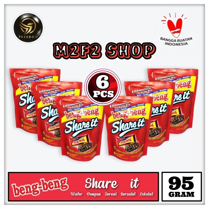 

BERGARANSI Beng Beng Share it Wafer Caramel Crispy Cokelat - 95 gr (6 Pouch)