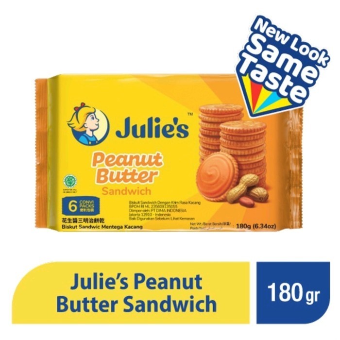 

STOK TERBATAS Julies Biscuit Peanut Butter 180 gr biskuit sandwich