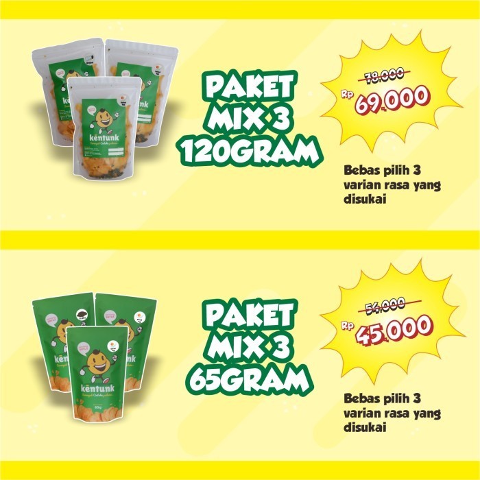 

GRATIS ONGKIR KENTUNK MIX 3 PAKET HEMAT Keripik Kentang Serut Potato Chips Camilan