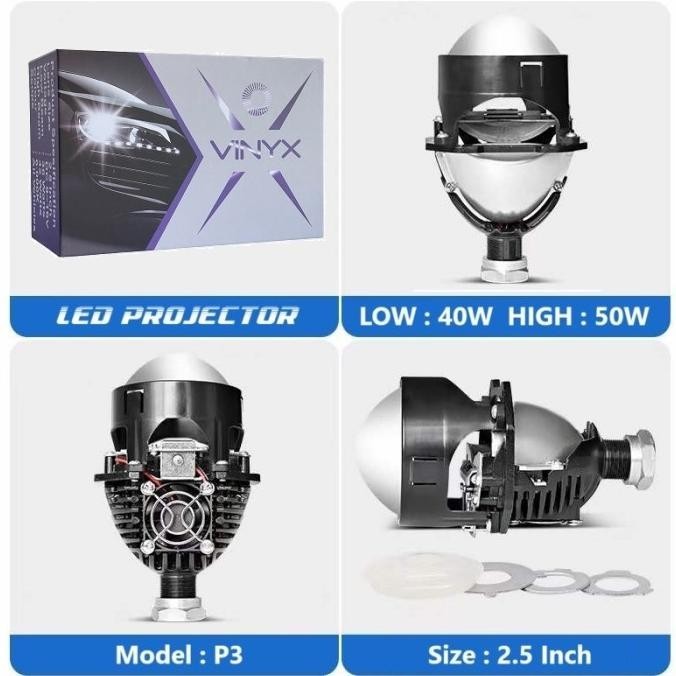 Lensa Lampu LED Projector Projie BILED 3 Inchi Motor Mobil Vinyx P35 Otomotif Keren