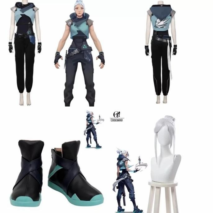 Jett Valorant Wig Costume Shoes Cosplay
