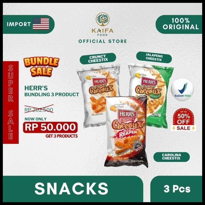 

Promo !! Herr'S Crunchy Cheestix Isi 3 Pcs