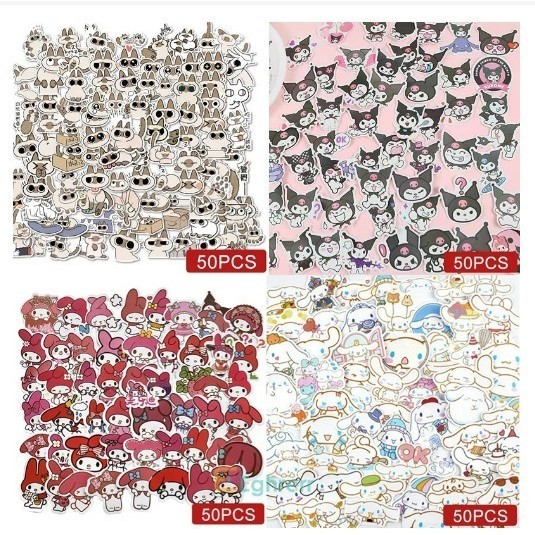 

Ready Stiker Lucu Sanrio 50 Pcs/Stiker Motif Kartun Korea Lucu Anti Air /Dekorasi Handbook Scrapbook