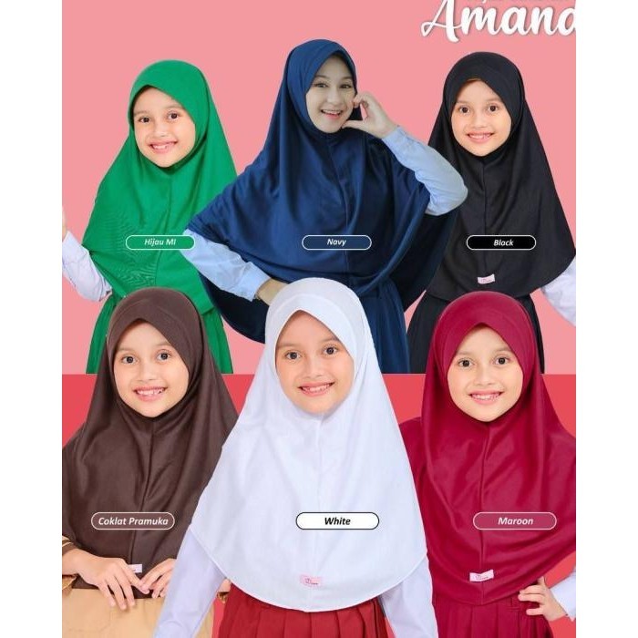 Hijab Sekolah Amanda Jilbab Kakak Anak Perempuan - Kerudung Seragam Sd Smp Sma Syari - Bergo Cewe Ny