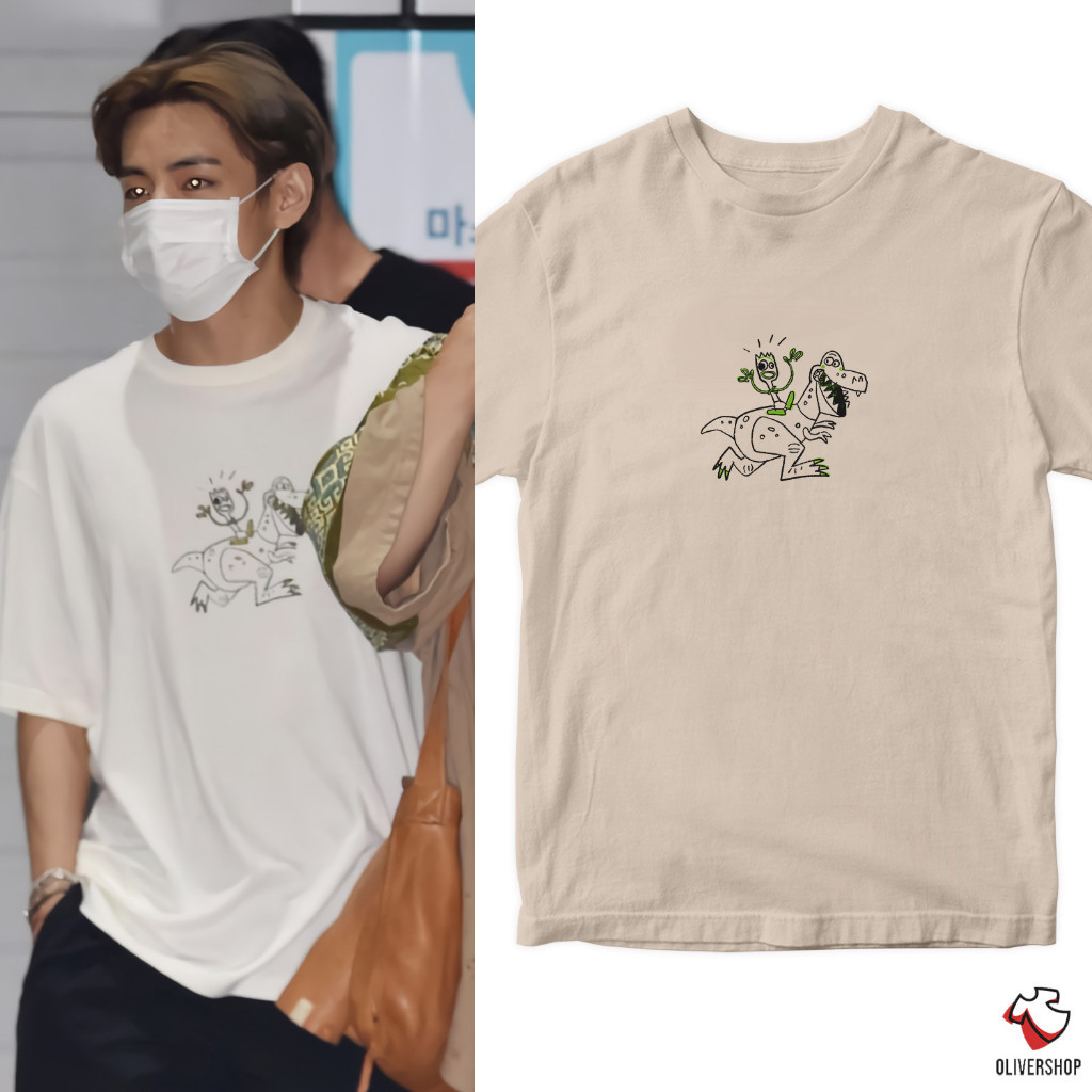 Baju Kaos Kpop BTS KIM TAEHYUNG Toy Story Forky & Rex Dinosaurus  - tshirt army nctzen kpop korean k