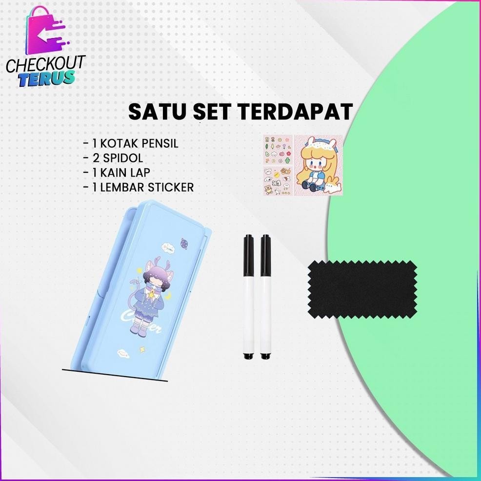 

er-87 CT A73 Tempat Pensil 2IN1 Multifungsi Pencil Case Book Holder Kotak Pensil Lipat dengan Tatakan Buku dan Papan Tulis PraktisAnakSekolah Hemat