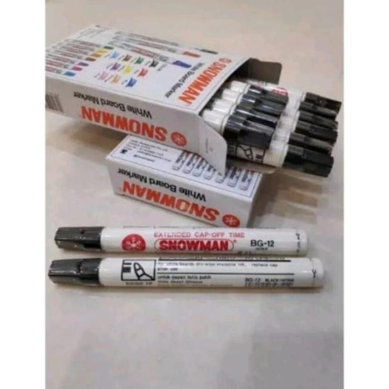 

jg-8 spidol Whiteboard snowman warna hitam BG12 isi 12pcs Viral