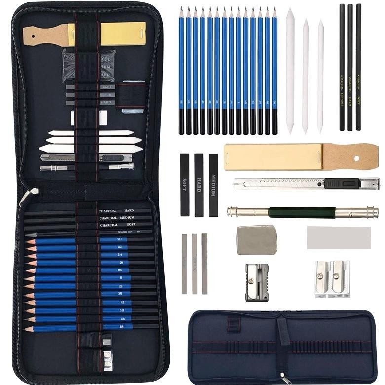 

er-23 33PCS/Set Sketch Pensil Pisau Penghapus dan Pensil Gambar untuk Keperluan Sekolah Pencil Drawing Set Sketsa dan Lukisan Set Viral
